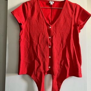 Jcrew red button top